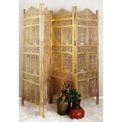 Harper & Willow Gold Mango Wood Traditional Room Divider Screen, 71 in. x 80 in. x 1 in.
