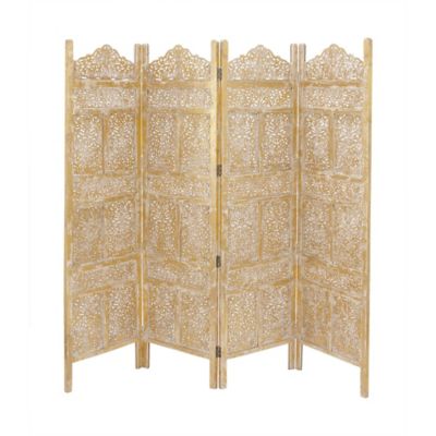 Image showing  Gold Mango Wood Traditional Room Divider Screen, 71 in. x 80 in. x 1 in.