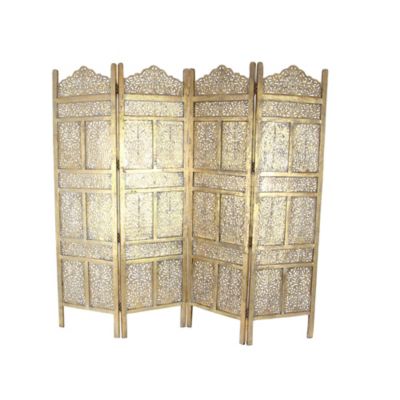 Image showing  Gold Mango Wood Traditional Room Divider Screen, 71 in. x 80 in. x 1 in.