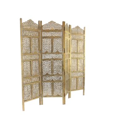 Image showing  Gold Mango Wood Traditional Room Divider Screen, 71 in. x 80 in. x 1 in.