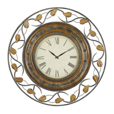 Image showing  Rustic Metal Wall Clock, 36 in., Brown
