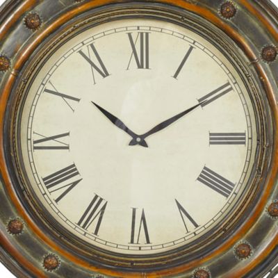 Image showing  Rustic Metal Wall Clock, 36 in., Brown