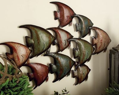 Harper & Willow Multicolor Metal Coastal Fish Wall Decor, 26 in. x 18 in.