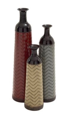 Image showing  Metal Traditional Vase Set, Multicolor, 3 pc.