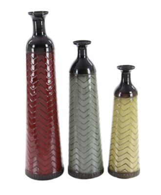 Image showing  Metal Traditional Vase Set, Multicolor, 3 pc.