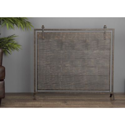 Harper & Willow Black Metal Contemporary Fireplace Screen, 35 in. x 38 in. x 9 in.