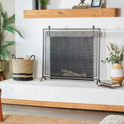 Image showing 1 th Harper & Willow Black Metal Contemporary Fireplace Screen, 35 in. x 38 in. x 9 in.