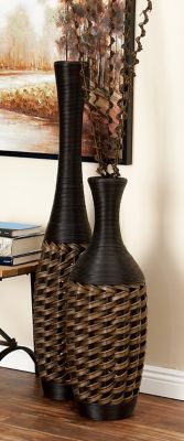 Harper & Willow Brown Rattan Coastal Style Vase, 48 in. x 12 in. x 12 in.