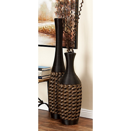 Harper & Willow Brown Rattan Coastal Style Vase, 48 in. x 12 in. x 12 in.