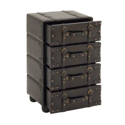 Image showing  12 in. x 28 in. x 16 in. 4-Drawer Traditional Leather Chest, Black
