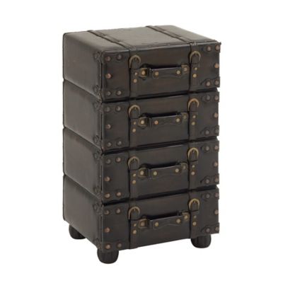 Image showing  12 in. x 28 in. x 16 in. 4-Drawer Traditional Leather Chest, Black