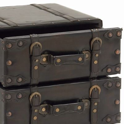 Image showing  12 in. x 28 in. x 16 in. 4-Drawer Traditional Leather Chest, Black