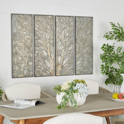 Harper & Willow Green Metal Rustic Wall Decor, 12 in. x 36 in., 4 pc.