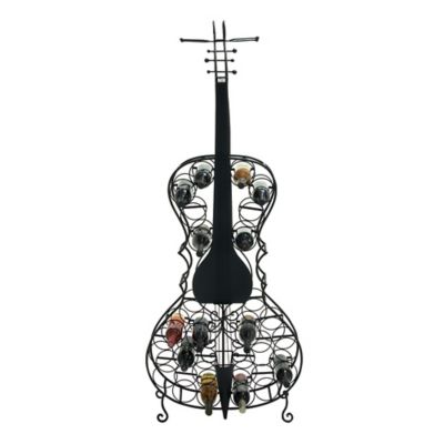 Image showing  Black Metal Cello 26 Bottle Standing Wine Rack 27" x 8" x 68"