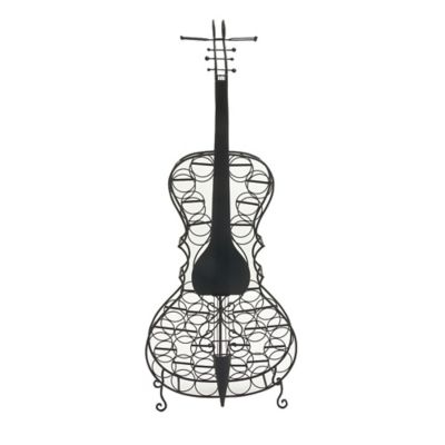 Image showing  Black Metal Cello 26 Bottle Standing Wine Rack 27" x 8" x 68"