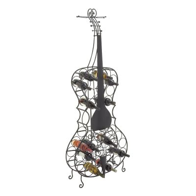 Image showing  Black Metal Cello 26 Bottle Standing Wine Rack 27" x 8" x 68"