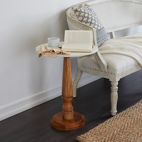 Harper & Willow Mango Wood and Marble Farmhouse Accent Table