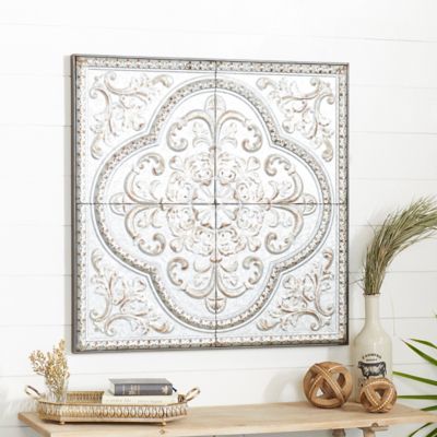 Harper & Willow Grey Metal Rustic Floral Wall Decor, 36 in. x 36 in.