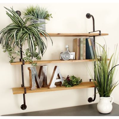 Harper & Willow Brown Wood Industrial Wall Shelf, 38 in. x 38 in. x 9 in.