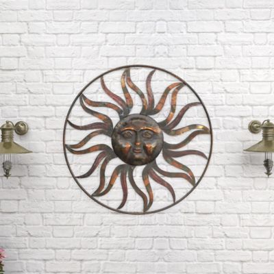 Image showing 6 th Harper & Willow Brown Metal Rustic Outdoor Wall Decor, 36 in. x 36 in.