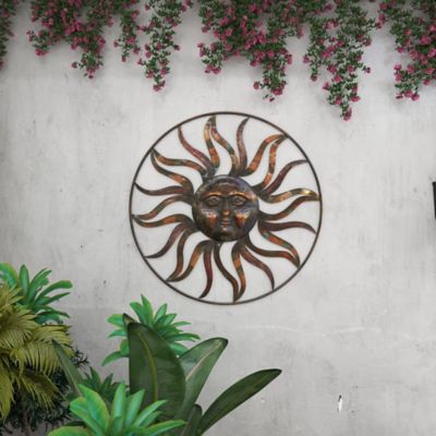 Image showing 7 th Harper & Willow Brown Metal Rustic Outdoor Wall Decor, 36 in. x 36 in.