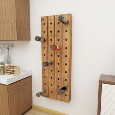 Harper & Willow Brown Wood Tall Wall Wine Rack