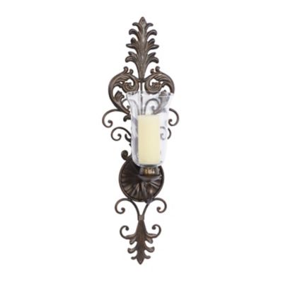 Image showing  31 in. Glass Rustic Candle Wall Sconce, Gold