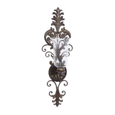 Image showing  31 in. Glass Rustic Candle Wall Sconce, Gold