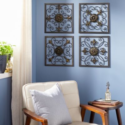 Harper & Willow Brown Metal Rustic Wall Decor, 16 in. x 16 in., 4 pc.