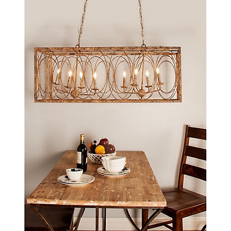 Harper & Willow Iron Vintage Caged Chandelier, 18 in. x 48 in. x 16 in., Gold