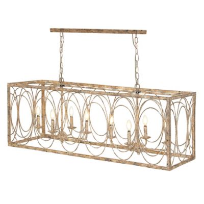 Image showing  8-Light Iron Vintage Caged Chandelier, 18 in. x 48 in. x 16 in., Gold