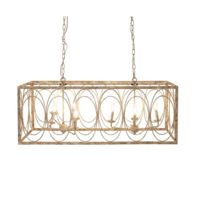 Image showing  8-Light Iron Vintage Caged Chandelier, 18 in. x 48 in. x 16 in., Gold