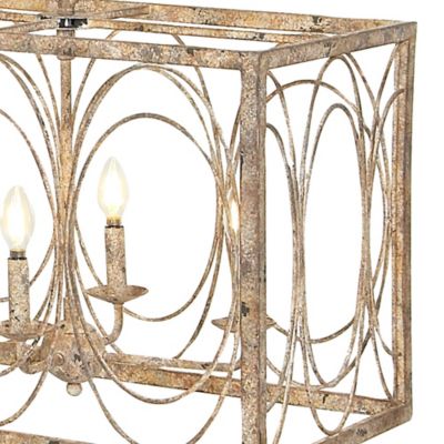 Image showing  8-Light Iron Vintage Caged Chandelier, 18 in. x 48 in. x 16 in., Gold