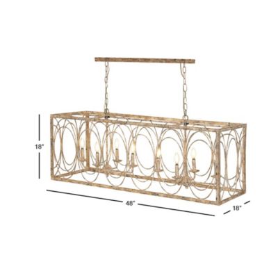 Image showing  8-Light Iron Vintage Caged Chandelier, 18 in. x 48 in. x 16 in., Gold