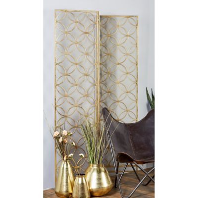 Harper & Willow Brass Metal Modern Room Divider Screen, 79 x 57 x 1 in.