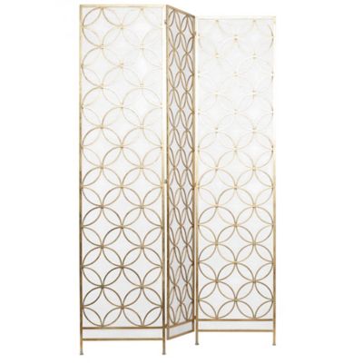 Image showing  Brass Metal Modern Room Divider Screen, 79 in. x 57 in.