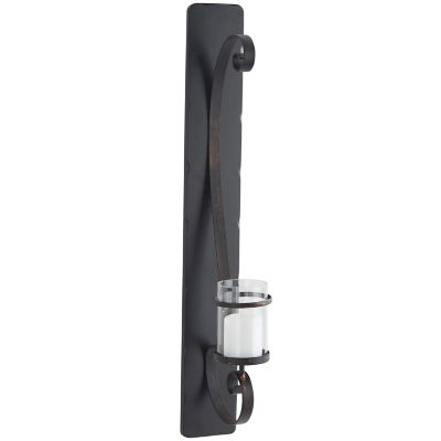 Image showing  36 in. Iron Rustic Candle Wall Sconce, Black