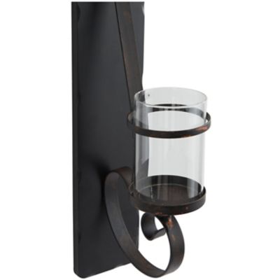 Image showing  36 in. Iron Rustic Candle Wall Sconce, Black