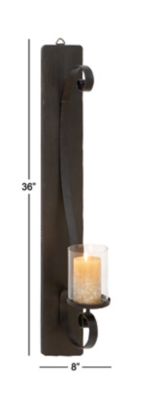 Image showing  36 in. Iron Rustic Candle Wall Sconce, Black