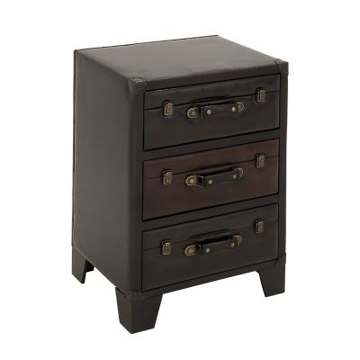 Image showing  23 in. x 18 in. x 18 in. 3-Drawer Traditional Wood Cabinet, Dark Brown