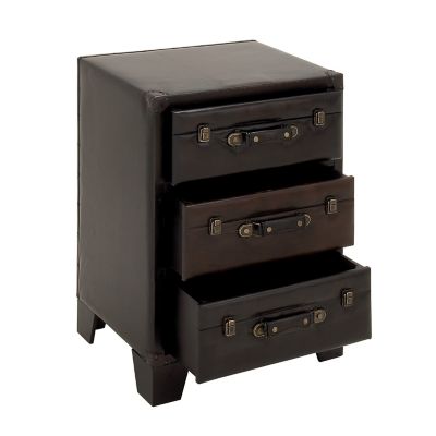 Image showing  23 in. x 18 in. x 18 in. 3-Drawer Traditional Wood Cabinet, Dark Brown