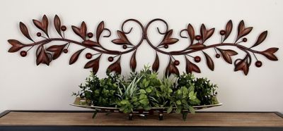 Harper & Willow Brown Metal Traditional Floral Wall Decor, 48 in. x 9 in.
