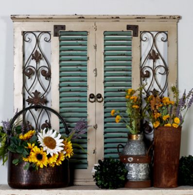 Harper & Willow Beige Rustic Floral Wood Wall Decor, 40 in. x 40 in.