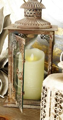 Harper & Willow Beige Traditional Wax Candle Holders with Flameless Candles, 3 in. x 6 in., 3 pc., 54886