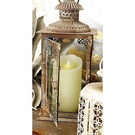 Harper & Willow Beige Traditional Wax Candle Holders with Flameless Candles, 3 in. x 6 in., 3 pc., 54886