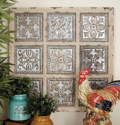 Harper & Willow White Metal Rustic Floral Wall Decor, 31 in. x 31 in.