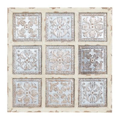 Image showing  White Metal Rustic Floral Wall Decor, 31 in. x 31 in.