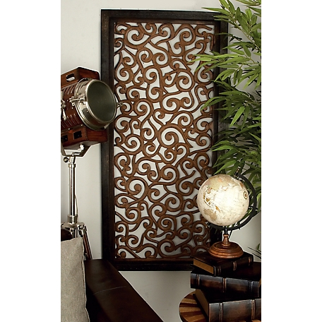 Harper & Willow Brown Traditional Ornamental Wood Wall Decor, 51 in. x 24 in.