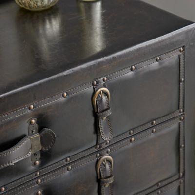 Image showing  5-Drawer Traditional Faux Leather and Wood Chest, 16 in., Black
