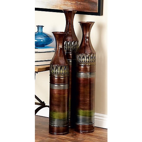 Harper & Willow 3 pc. Brown Metal Traditional Vase Set, 34 in., 31 in., 28 in.
